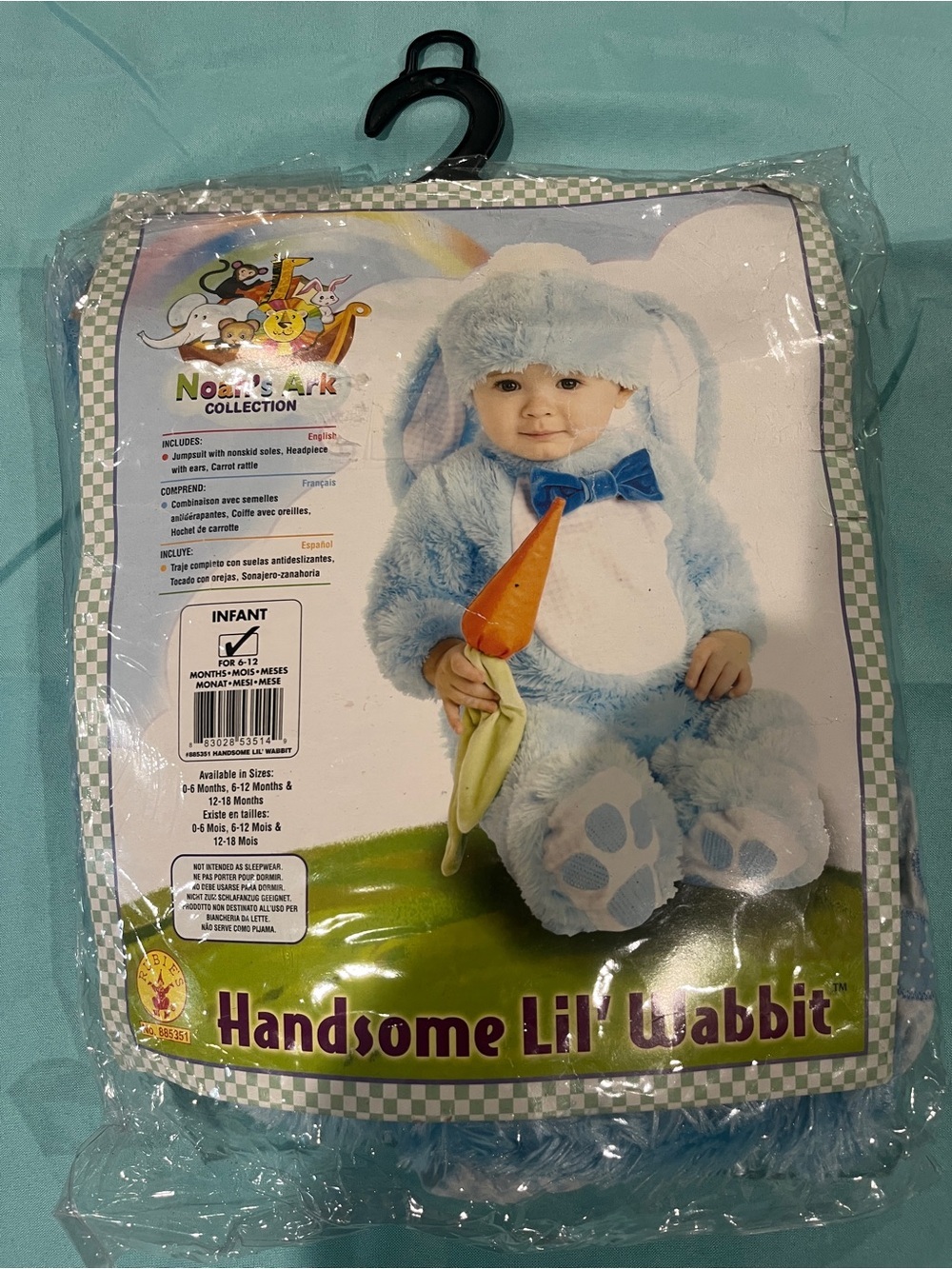 Noah's Ark Infant Blue Bunny Costume with Bow Tie